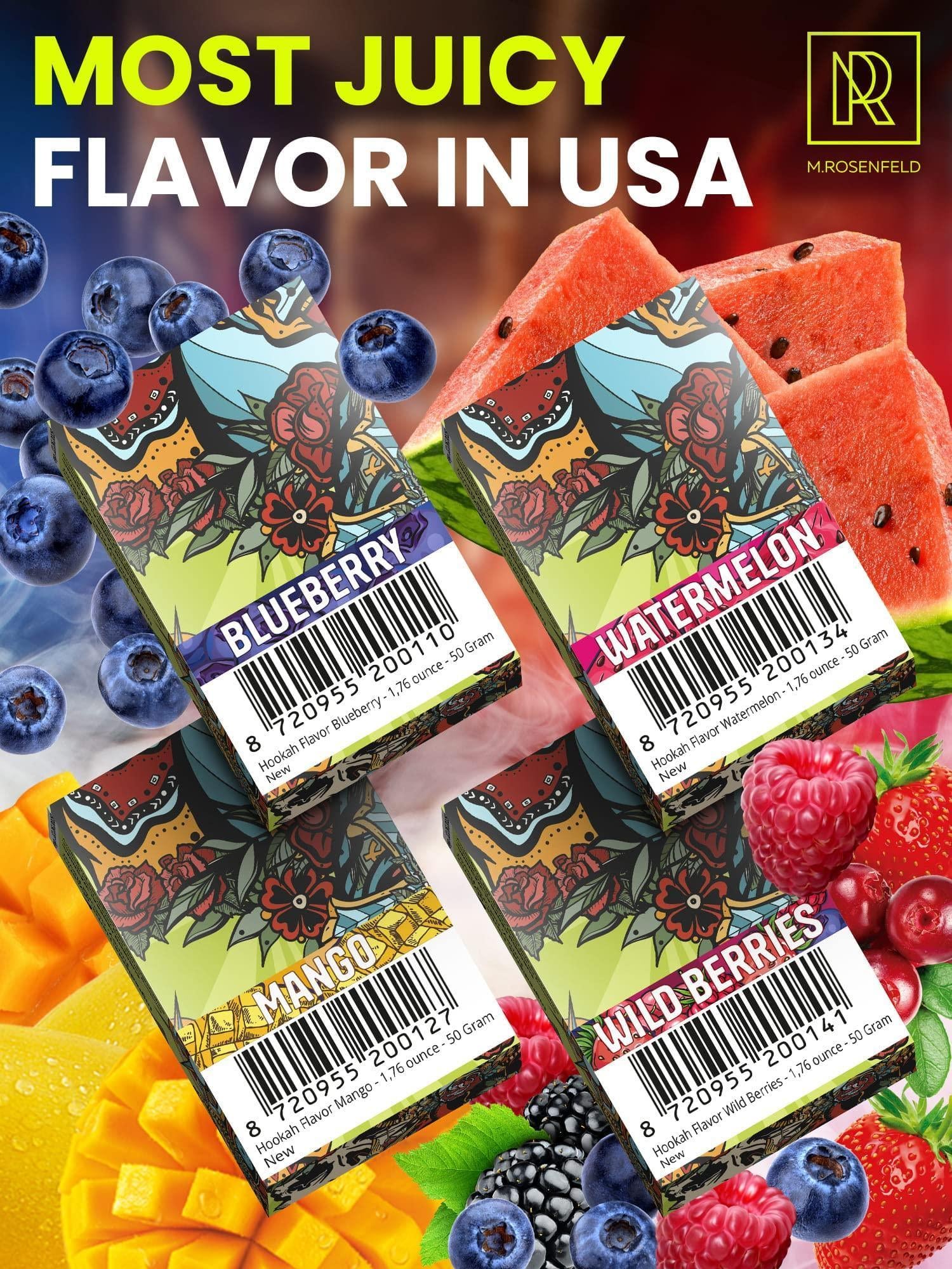 Hookah Flavor Wild Berry Herbal 1.75 Oz (50 G) Hookah Shisha Tobacco Free Molasses Hookah Tobacco & Nicotine Free Shisha with Real Organic Shisha Hookah Flavors Berry Mix