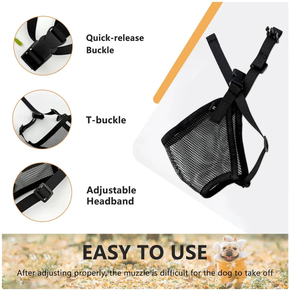Breathable Mesh Muzzle for Short - Nosed Dogs - Stop Licking & Biting