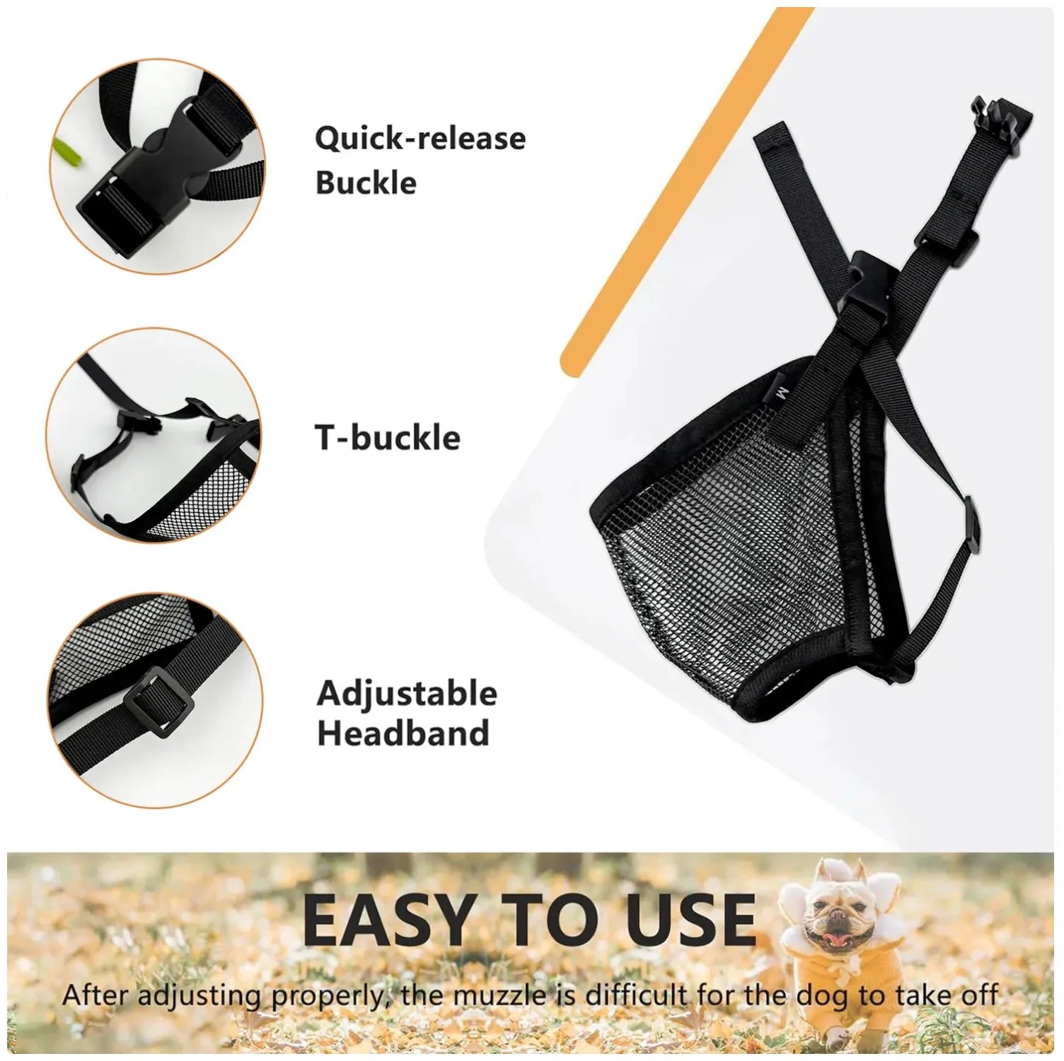 Breathable Mesh Muzzle for Short - Nosed Dogs - Stop Licking & Biting