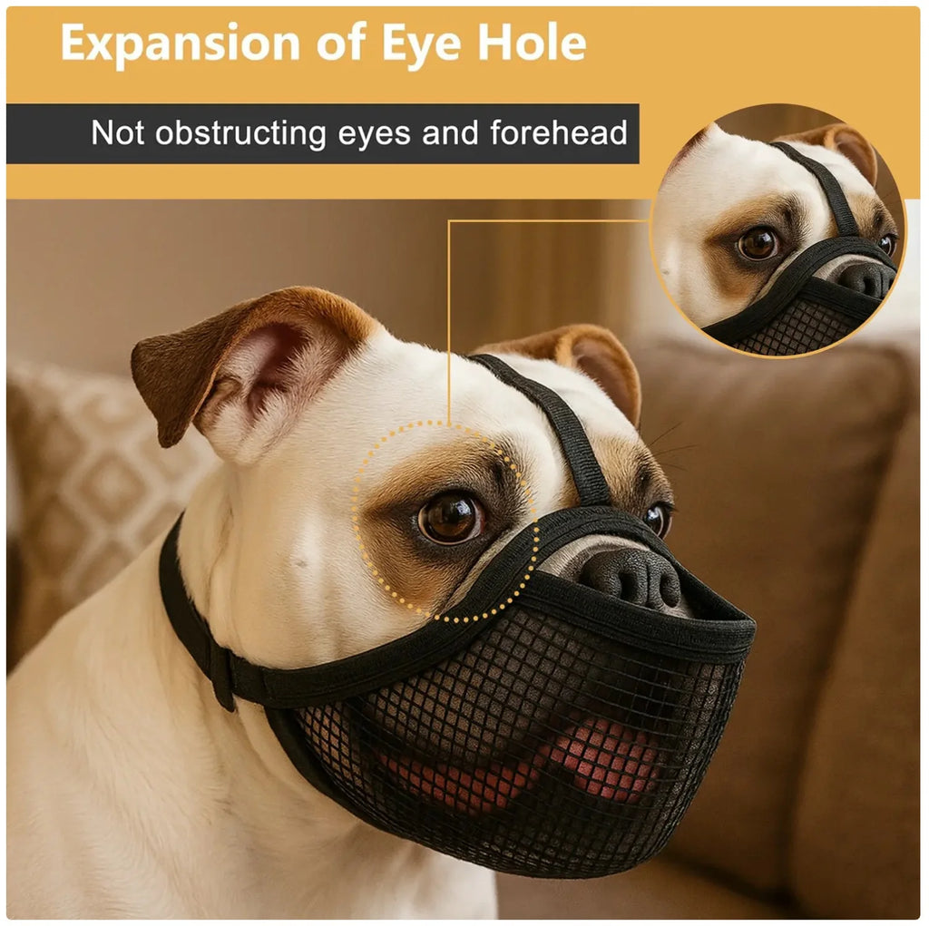 Breathable Mesh Muzzle for Short - Nosed Dogs - Stop Licking & Biting