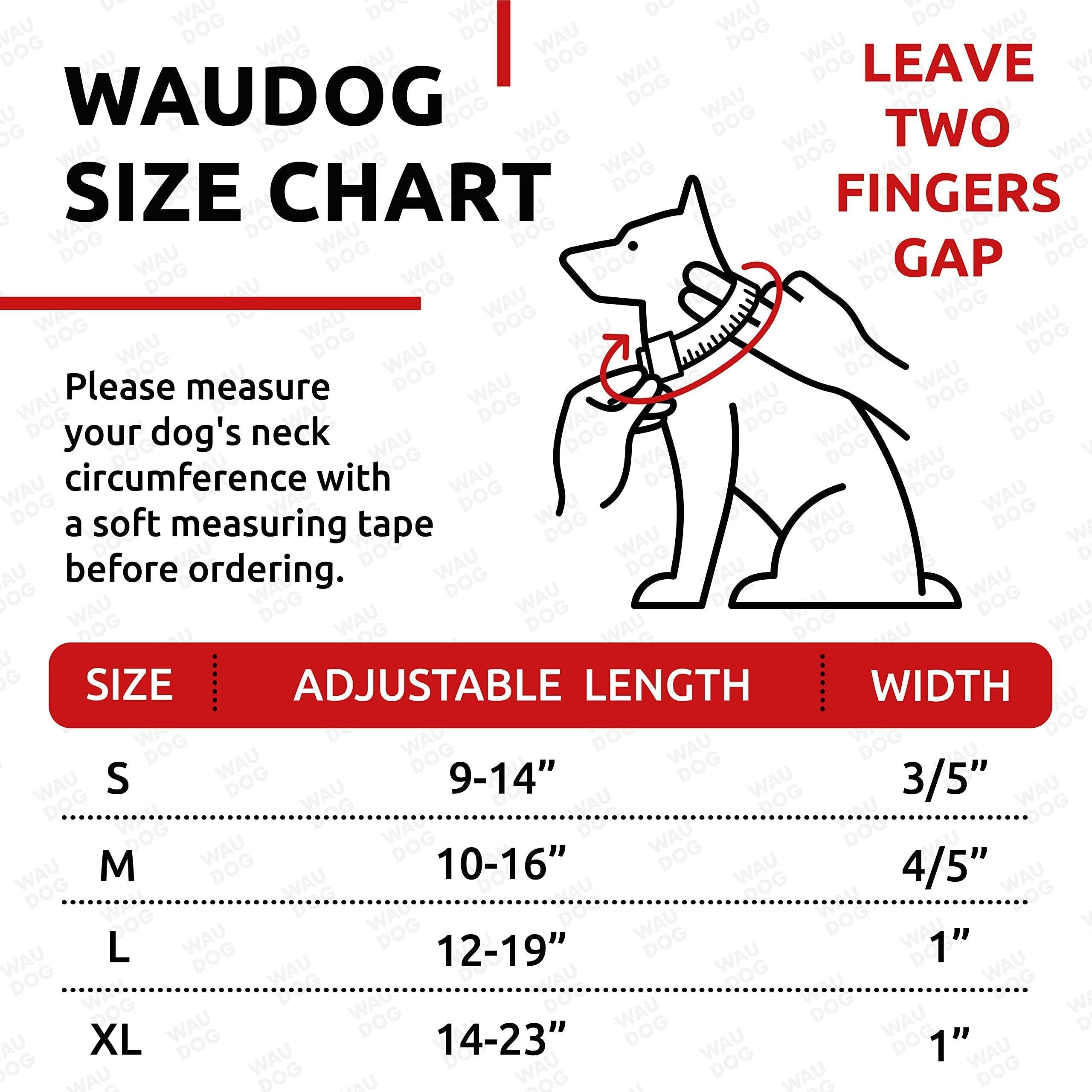 WAUDOG Reflective Cotton Dog Collar Eco Friendly Alt to Nylon Collar for Small Medium and Large Dogs Pet Collar with QR ID Tag Puppy Collar for Large Breed Dogs Adjustable Male Female Dog Collar