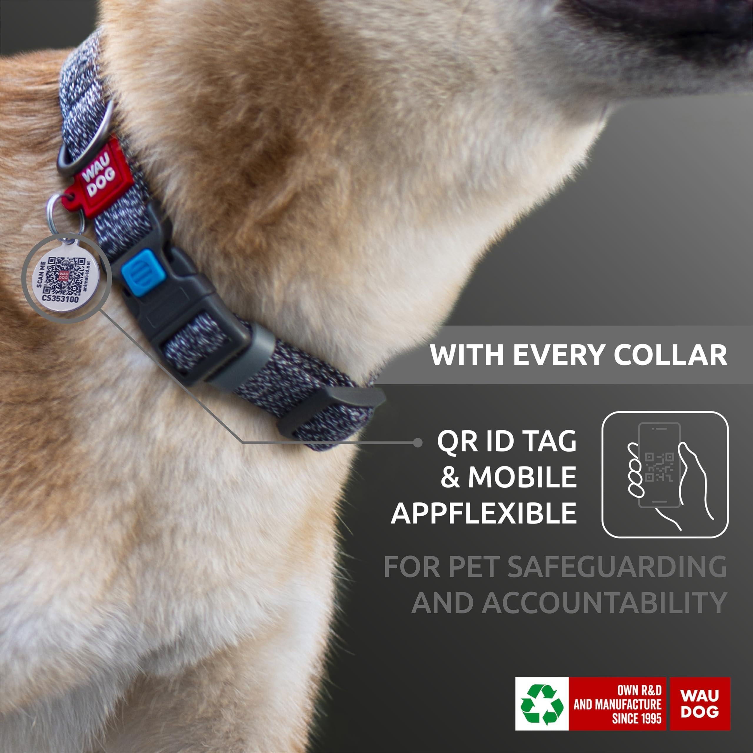 Reflective Cotton Dog Collar 10-16 Inch Neck X 4/5 Inch Wide Eco Friendly Alt to Nylon Collar for Small Medium and Large Dogs Pet Collar with QR ID Tag Puppy Collar for Large Breed Dogs Adjustable Male Female Dog Collar