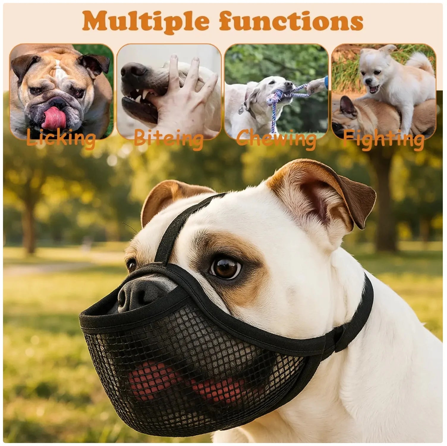 Breathable Mesh Muzzle for Short - Nosed Dogs - Stop Licking & Biting