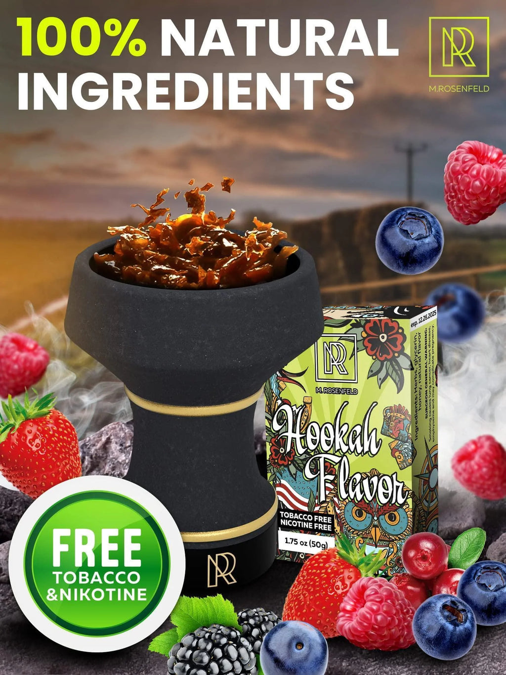 Hookah Flavor Wild Berry Herbal 1.75 Oz (50 G) Hookah Shisha Tobacco Free Molasses Hookah Tobacco & Nicotine Free Shisha with Real Organic Shisha Hookah Flavors Berry Mix