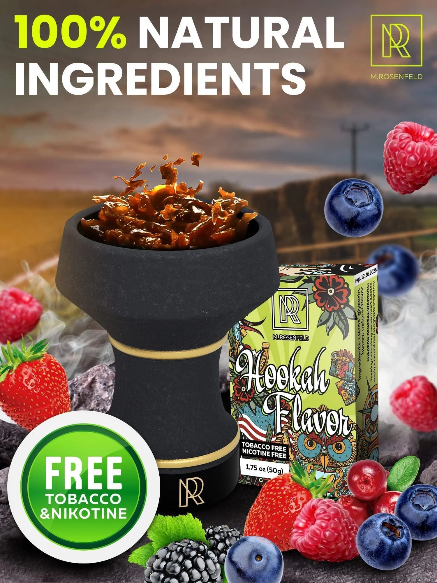 Hookah Flavor Wild Berry Herbal 1.75 Oz (50 G) Hookah Shisha Tobacco Free Molasses Hookah Tobacco & Nicotine Free Shisha with Real Organic Shisha Hookah Flavors Berry Mix
