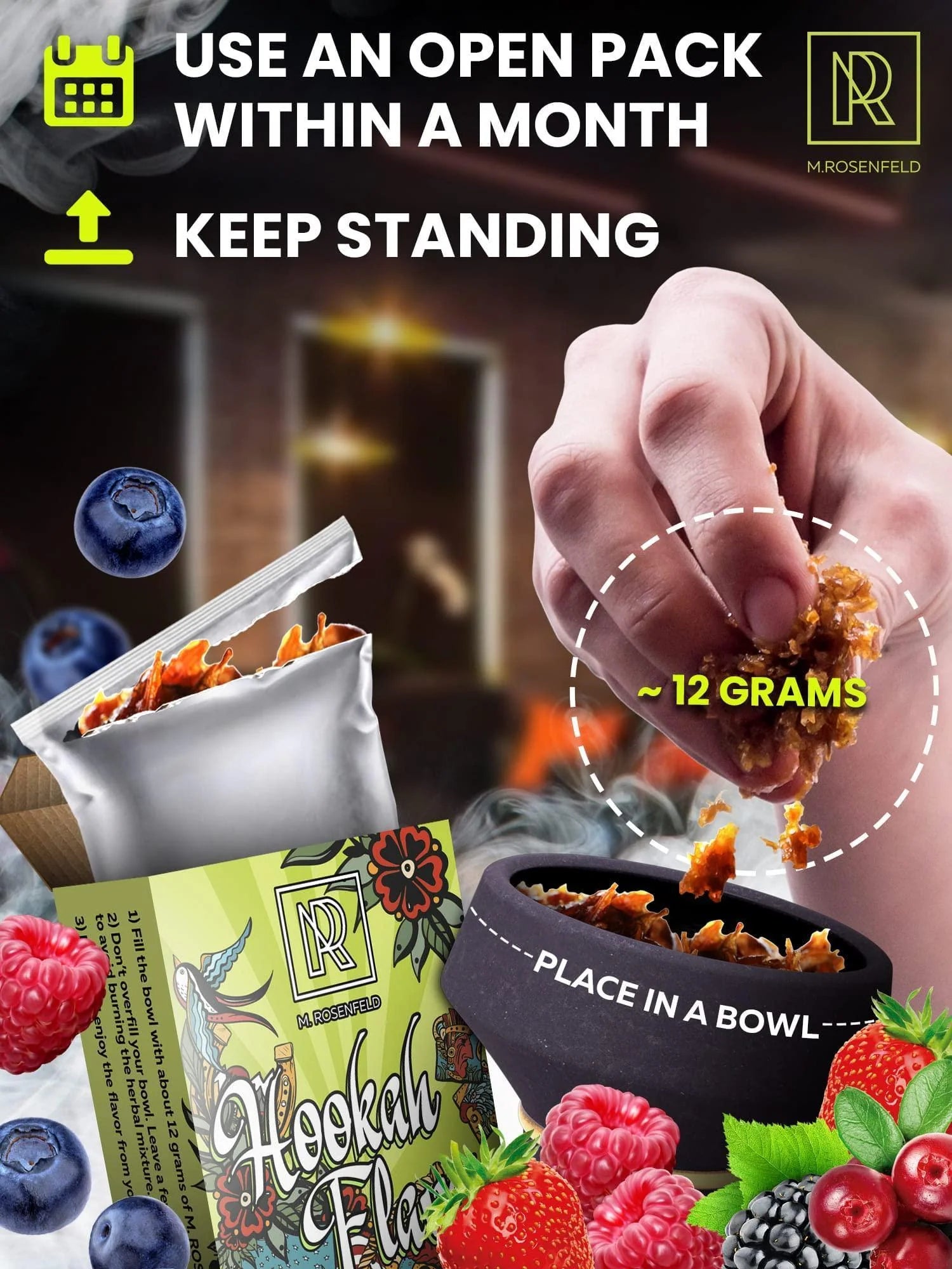 Hookah Flavor Wild Berry Herbal 1.75 Oz (50 G) Hookah Shisha Tobacco Free Molasses Hookah Tobacco & Nicotine Free Shisha with Real Organic Shisha Hookah Flavors Berry Mix