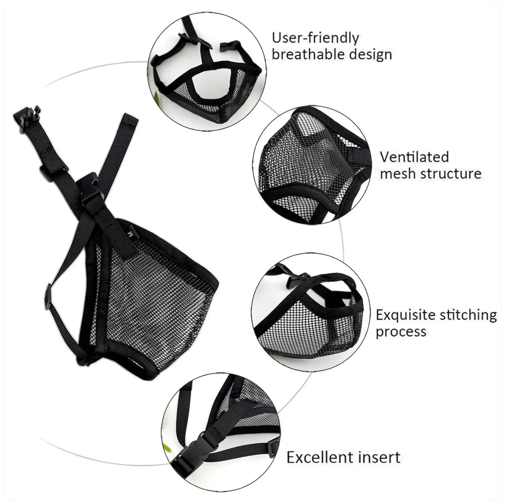 Breathable Mesh Muzzle for Short - Nosed Dogs - Stop Licking & Biting