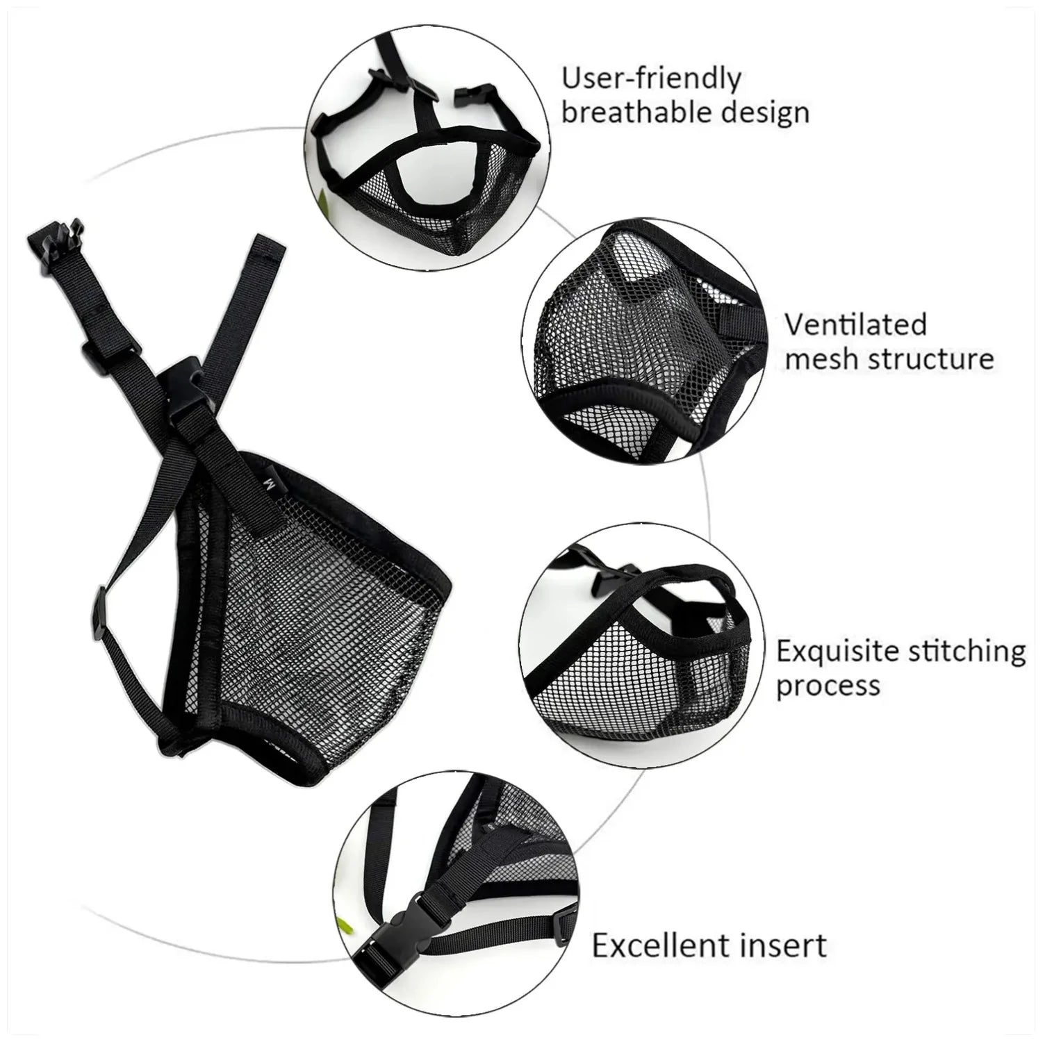 Breathable Mesh Muzzle for Short - Nosed Dogs - Stop Licking & Biting