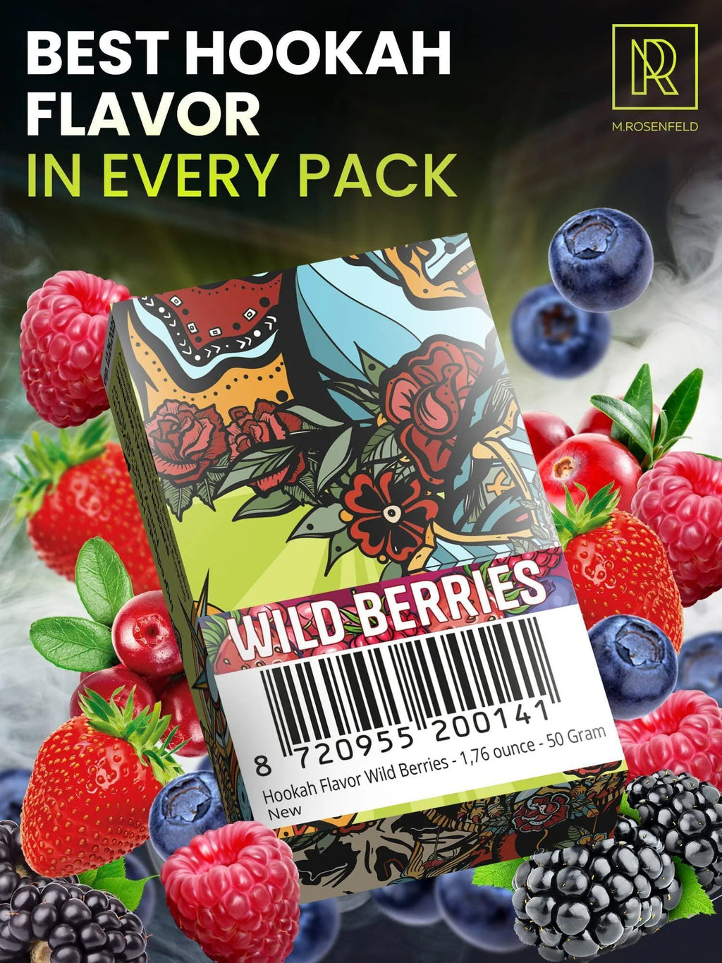 Hookah Flavor Wild Berry Herbal 1.75 Oz (50 G) Hookah Shisha Tobacco Free Molasses Hookah Tobacco & Nicotine Free Shisha with Real Organic Shisha Hookah Flavors Berry Mix